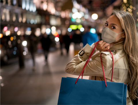 Woman shopping with mask