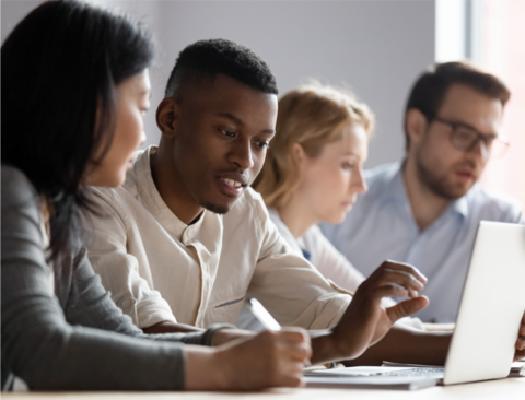 People working on computer