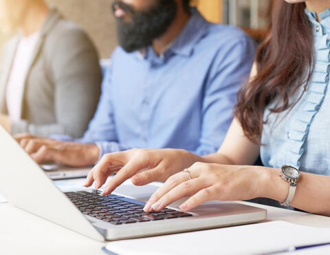 group of people on laptops