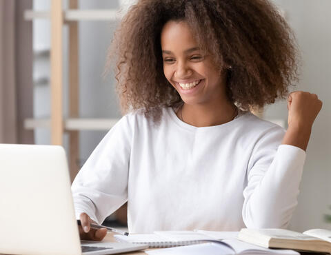 Student on computer